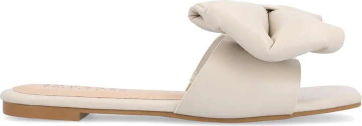 Journee Collection Women's Fayre Wide Width Oversized Bow Slip On Flat Sandals - Image 6