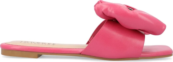 Journee Collection Women's Fayre Wide Width Oversized Bow Slip On Flat Sandals - Image 10