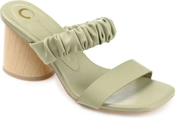 Journee Collection Women's Fayth Open Square Toe Block Heel Sandals Green