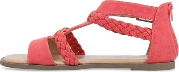 Journee Collection Women's Florence Gladiator Flat Sandals Coral - Image 2