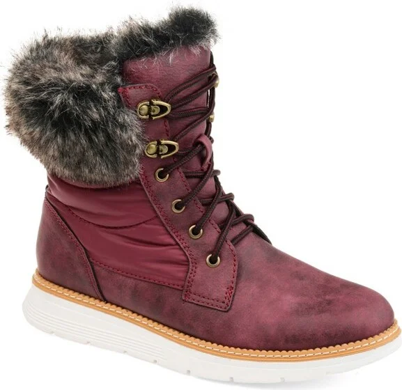 Journee Collection Women's Flurry Almond Toe Winter Boots Wine