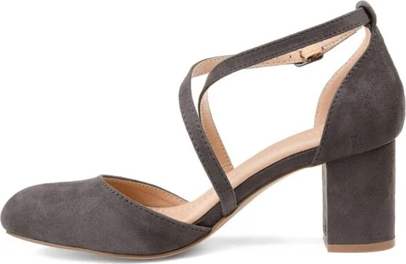 Journee Collection Women's Foster Wide Width Almond Toe Mid Block Heel Pumps Black - Image 2