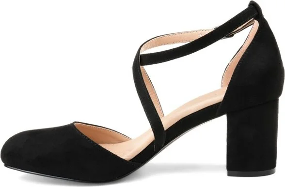 Journee Collection Women's Foster Wide Width Almond Toe Mid Block Heel Pumps Black - Image 4