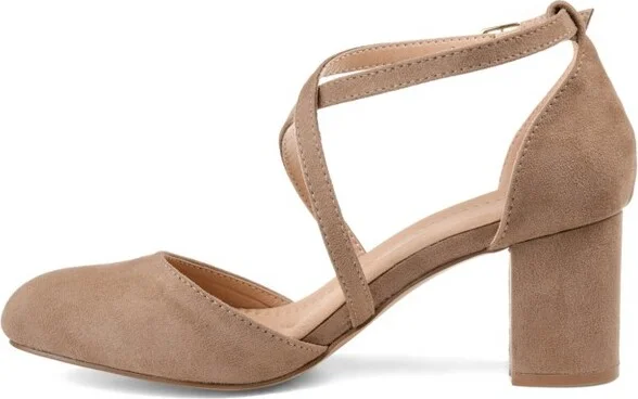 Journee Collection Women's Foster Wide Width Almond Toe Mid Block Heel Pumps Black - Image 5