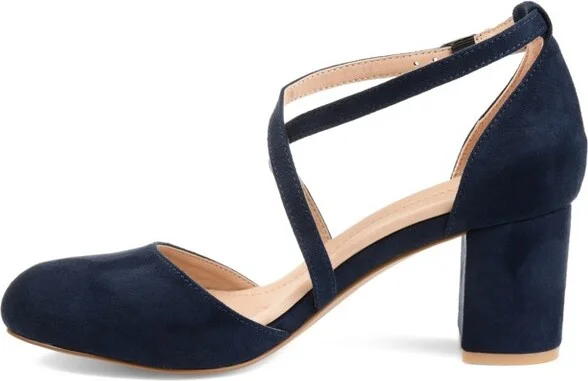 Journee Collection Women's Foster Wide Width Almond Toe Mid Block Heel Pumps Black - Image 11