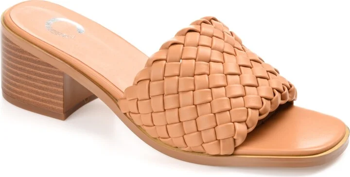 Journee Collection Women's Fylicia Woven Block Heel Slide Sandals