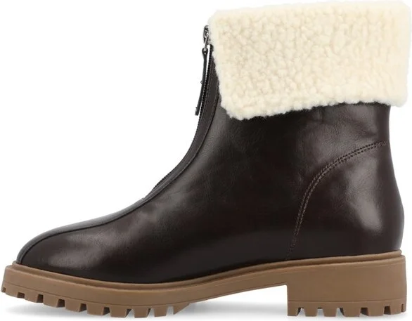Journee Collection Women's Fynn Almond Toe Block Heel Ankle Booties Tan - Image 4