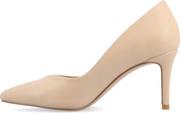 Journee Collection Women's Gabriella Narrow Width SuperNatural Shades Slip On Pointed Toe Pumps, Mocha NW - Image 4