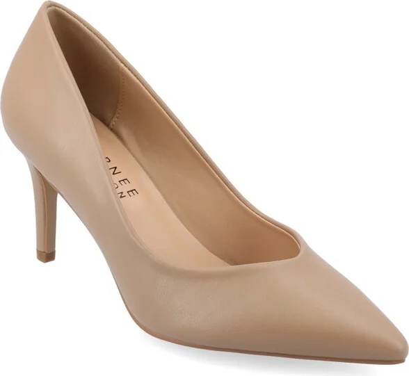 Journee Collection Women's Gabriella SuperNatural Shades Slip On Pointed Toe Pumps, Mocha