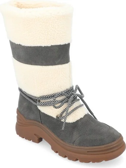 Journee Collection Women's Galina Mid Calf Pull On Winter Boot Charcoal