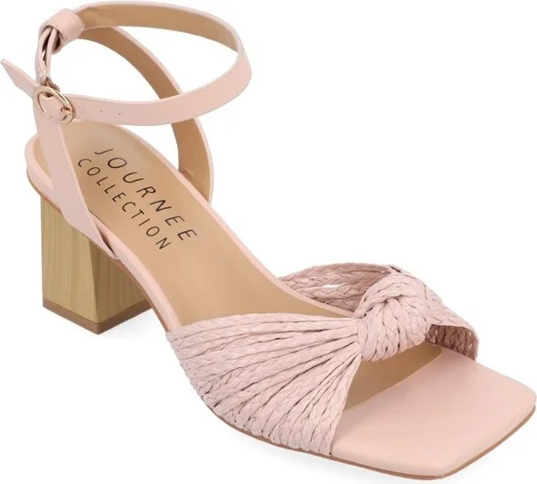 Journee Collection Women's Galinda Low Block Heel Sandals Pink