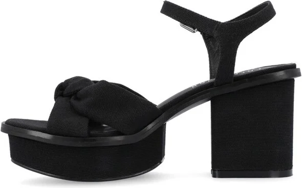 Journee Collection Women's Garner Knit Inset Platform Block Heel Sandals Black - Image 2