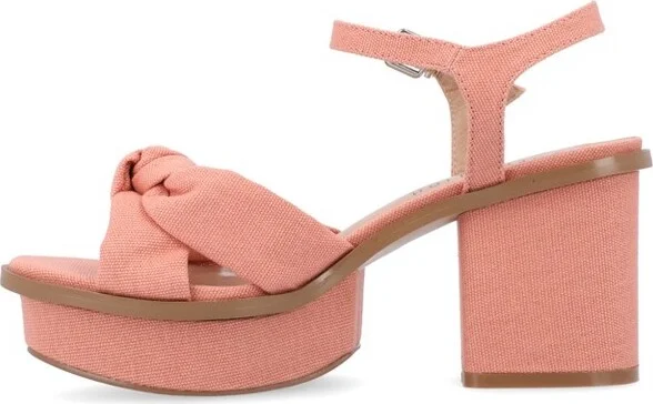 Journee Collection Women's Garner Knit Inset Platform Block Heel Sandals Black - Image 3