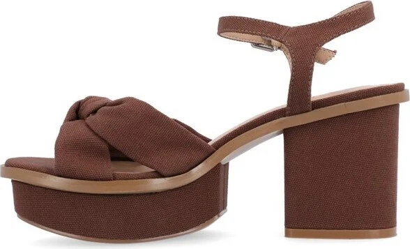 Journee Collection Women's Garner Knit Inset Platform Block Heel Sandals Black - Image 4