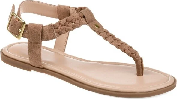 Journee Collection Women's Genevive Ankle Strap Flat Sandals Brown