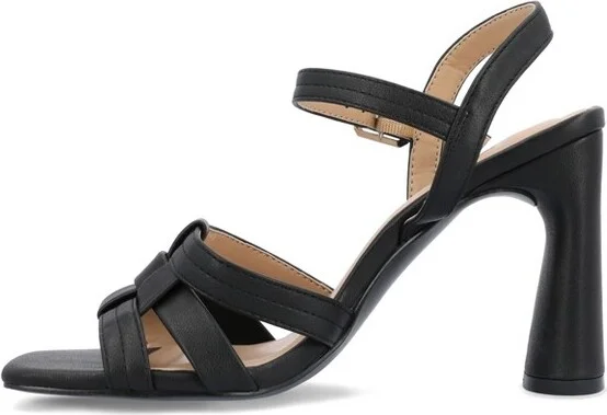 Journee Collection Women's Gibssen Ankle Strap Covered Block Heel Sandals Black - Image 2