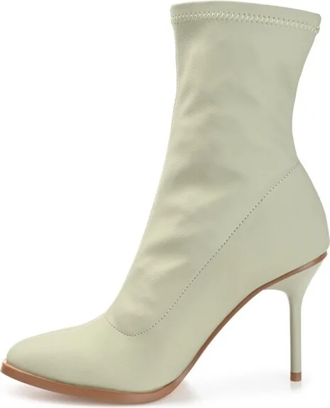 Journee Collection Women's Gizzel Almond Toe Stiletto High Ankle Booties Tan - Image 7