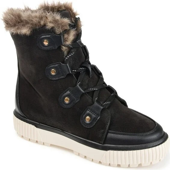 Journee Collection Women's Glacier Round Toe Winter Boots Black