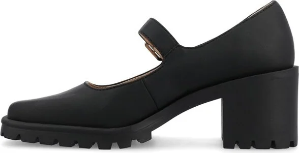 Journee Collection Women's Gladys Treaded Outsole Mary Jane Pumps, Black - Image 3