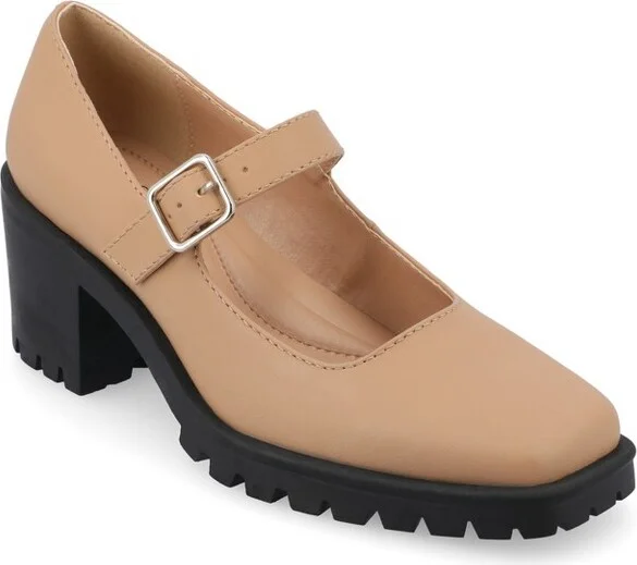 Journee Collection Women's Gladys Treaded Outsole Mary Jane Pumps, Black