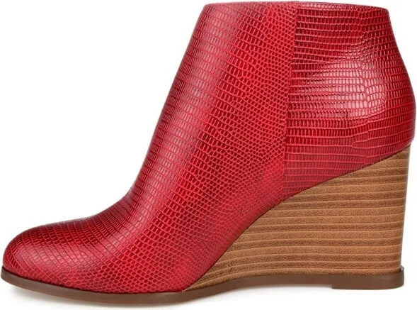 Journee Collection Women's Glam Inside Zip Wedge Booties Red - Image 2