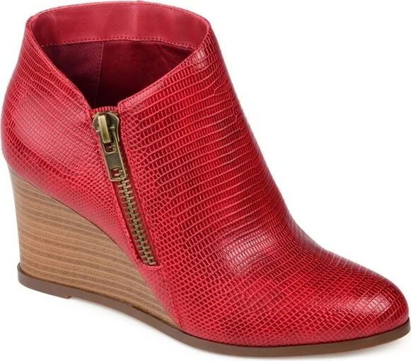 Journee Collection Women's Glam Inside Zip Wedge Booties Red