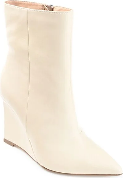 Journee Collection Womens Glorria Tru Comfort Foam Inside Zip Wedge Booties Beige 6