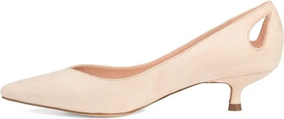 Journee Collection Women's Goldie Pointed Toe Kitten Heel Pumps Grey - Image 3