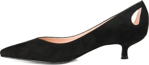 Journee Collection Women's Goldie Pointed Toe Kitten Heel Pumps Grey - Image 7