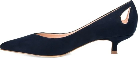 Journee Collection Women's Goldie Pointed Toe Kitten Heel Pumps Grey - Image 8