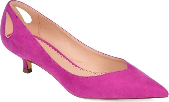 Journee Collection Women's Goldie Pointed Toe Kitten Heel Pumps Grey