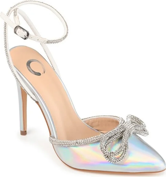 Journee Collection Women's Gracia Buckle High Stiletto Pointed Toe Pumps Clear