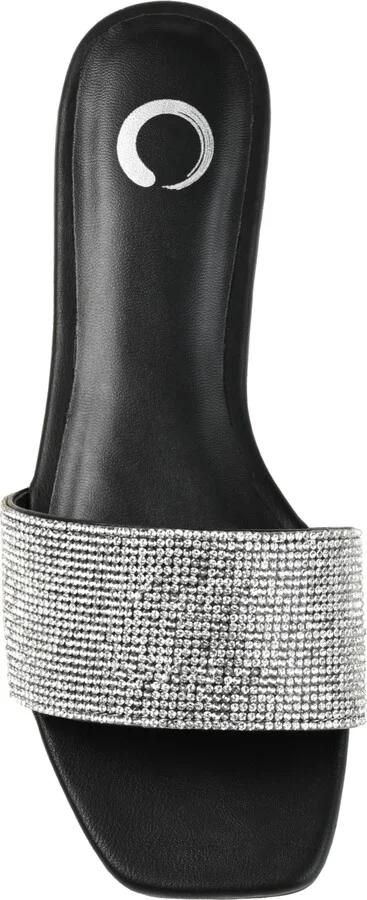 Journee Collection Women's Grayce Rhinestone Flat Sandals - Image 4