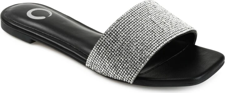 Journee Collection Women's Grayce Rhinestone Flat Sandals