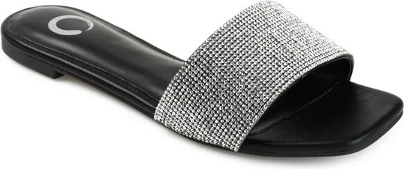 Journee Collection Women's Grayce Slide Low Block Heel Sandals Black