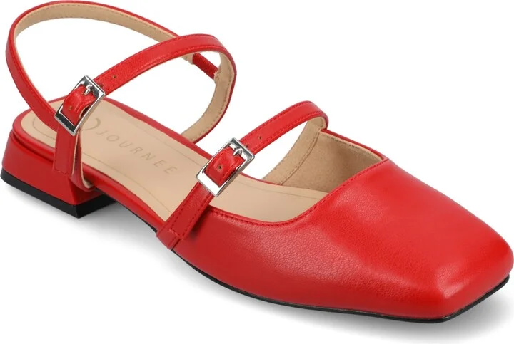 Journee Collection Women's Gretchenn Multi Strap Square Toe Mary Jane Flats