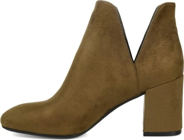 Journee Collection Women's Gwenn Pull On Block Heel Booties Olive - Image 2
