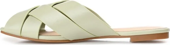 Journee Collection Womens Haize Tru Comfort Foam Slide Low Block Heel Sandals Green 8 - Image 2