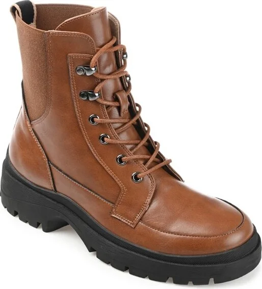 Journee Collection Women's Hallam Round Toe Block Heel Hiker Booties Cognac