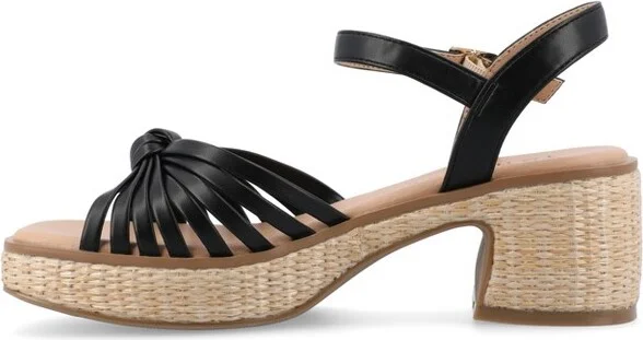 Journee Collection Women's Hally Raffia Outsole Platform Sandals, Rose - Image 3
