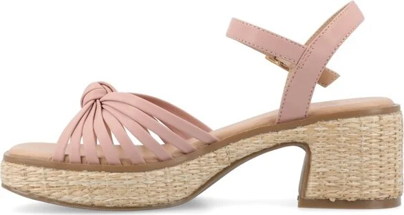 Journee Collection Women's Hally Raffia Outsole Platform Sandals, Rose - Image 5
