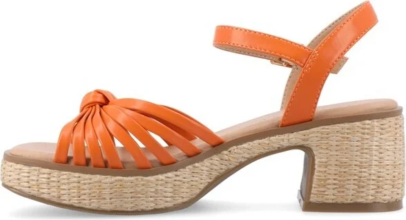 Journee Collection Women's Hally Raffia Outsole Platform Sandals, Rose - Image 6
