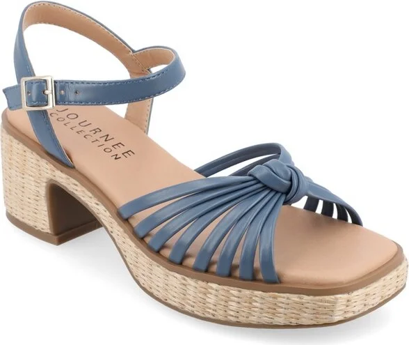 Journee Collection Women's Hally Raffia Outsole Platform Sandals, Rose