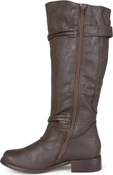 Journee Collection Women's Harley Stacked Heel Riding Boots Brown - Image 2