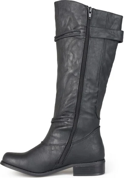 Journee Collection Women's Harley Stacked Heel Riding Boots Brown - Image 4