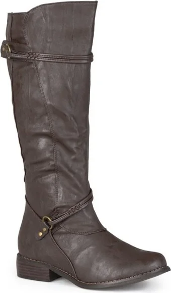 Journee Collection Women's Harley Stacked Heel Riding Boots Brown