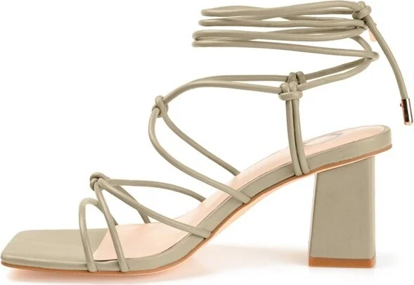 Journee Collection Women's Harpr Open Square Toe Block Heel Sandals Green - Image 2