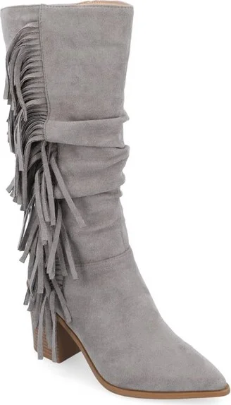 Journee Collection Women's Hartly Western Mid Calf Boot Grey