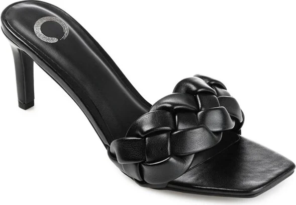 Journee Collection Womens Hattie Tru Comfort Foam Open Toe Mid Stiletto Pumps Black 10
