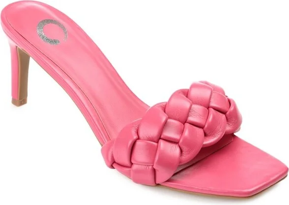Journee Collection Womens Hattie Tru Comfort Foam Open Toe Mid Stiletto Pumps Magenta 8.5